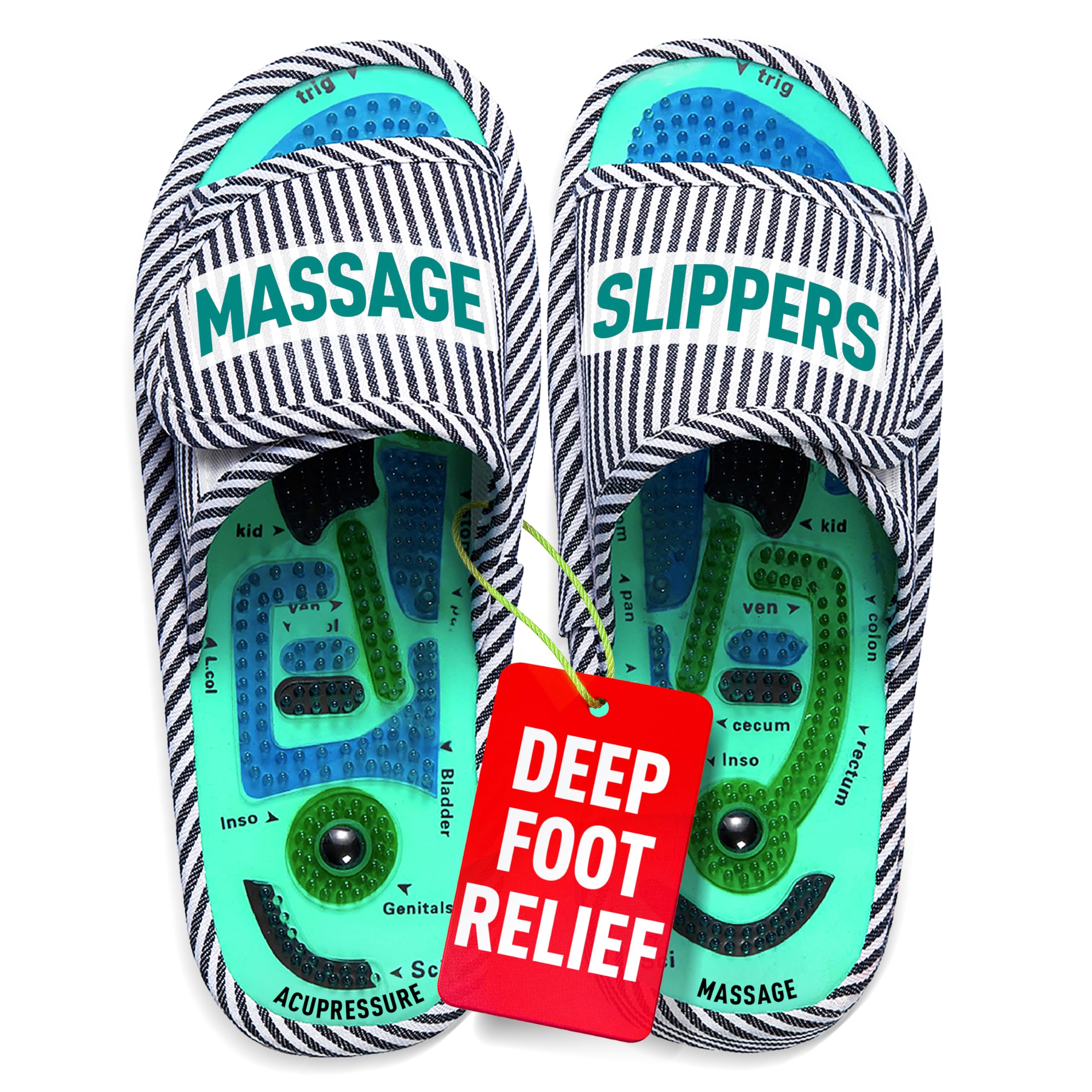 Acupressure Massage Slippers for Plantar Fasciitis & Neuropathy Relief – Reflexology Massager Sandals, Ideal Gift for Men & Women, Stress & Tension, Pain Management for Foot Health