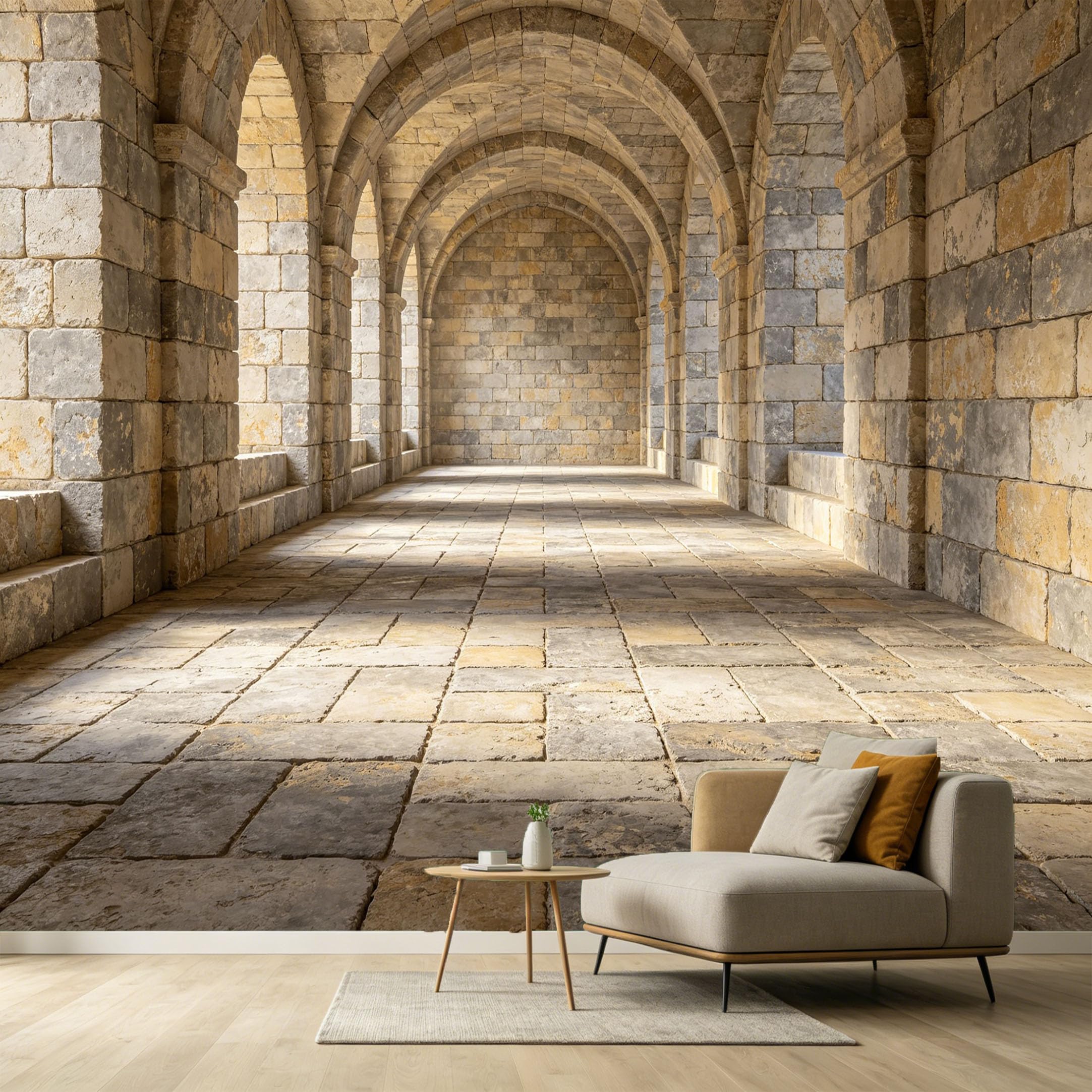 Custom Size Wall Murals Stone Archway Corridor 3D Trompe L'Oeil Architecture SelfAdhesive Wall Fabric Removable Large Wallpaper for Photo Living Room Interior Decor