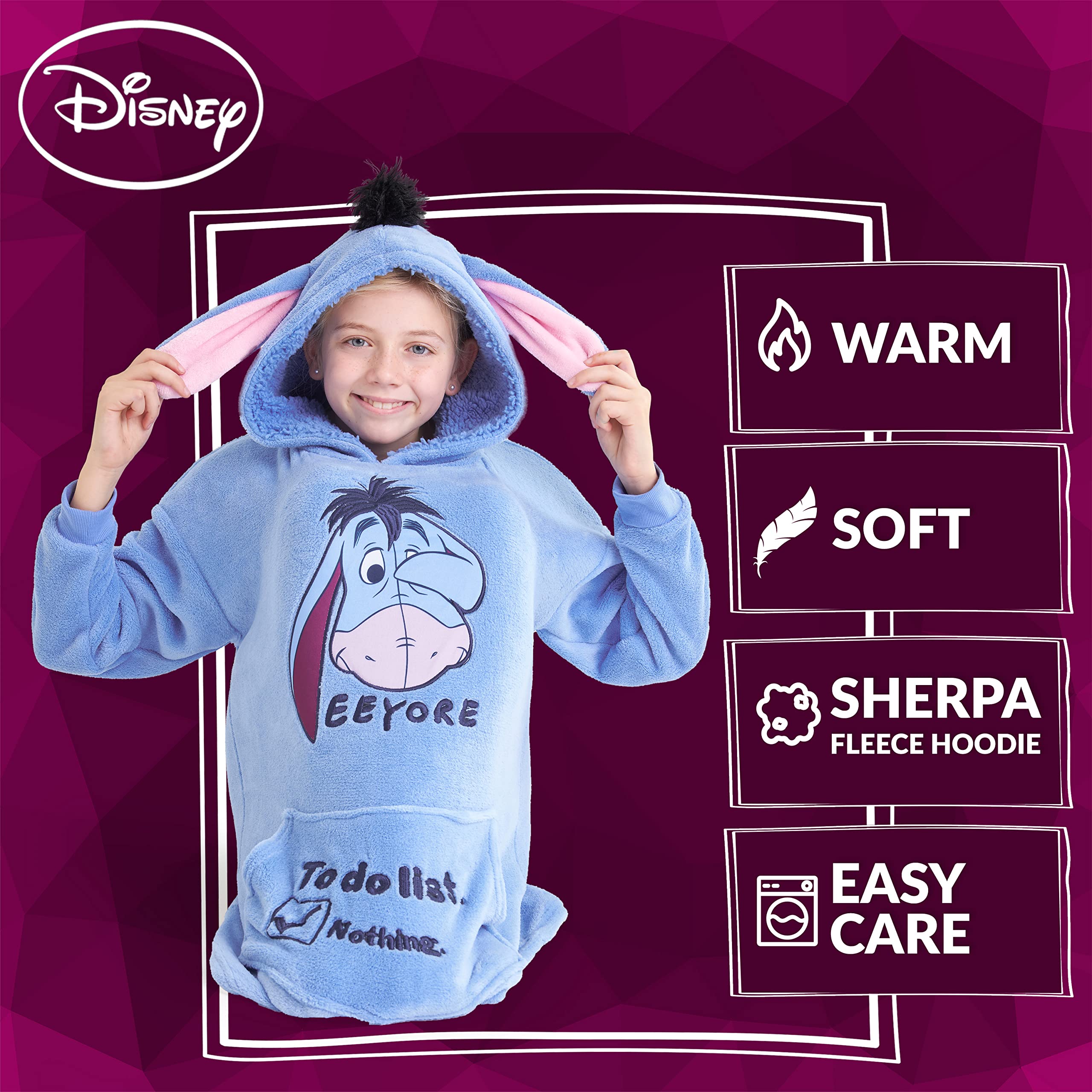 Disney Felpa Oversize Bambina Ragazza con Cappuccio Mickey Minnie Stitch