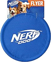 Nerf Dog Nylon Flyer: Durable Floating Flying Disc Toy, Water-Resistant, 9-Inch for Medium/Large Breeds, Blue