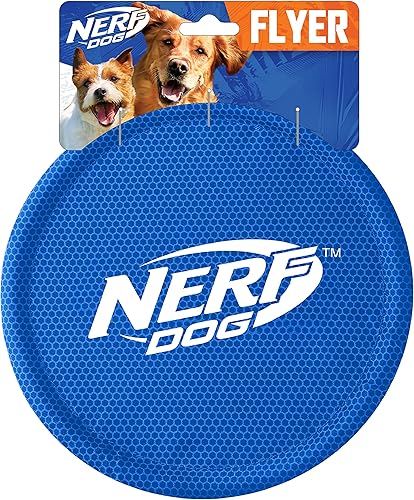 Nerf Dog Nylon Flyer - Juguete para perro, disco volador, ligero, duradero y resistente al agua, ideal para playa y piscina, 9 pulgadas de diámetro,