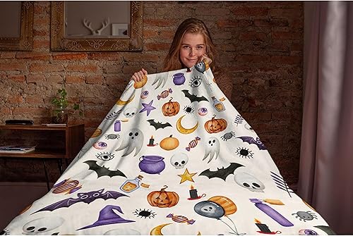 Miniatura 5 de Manta de calabaza de otoño de Halloween, regalos de vellón para mujeres, hombres y niños, manta suave de verano para sofá, casa, viajes, tamaño