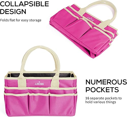 Miniatura 6 de JJRING Bolsa Tote para manualidades y arte - Bolsa organizadora de arte y costura de tela de nailon rojo rosa 600D con bolsillos - para