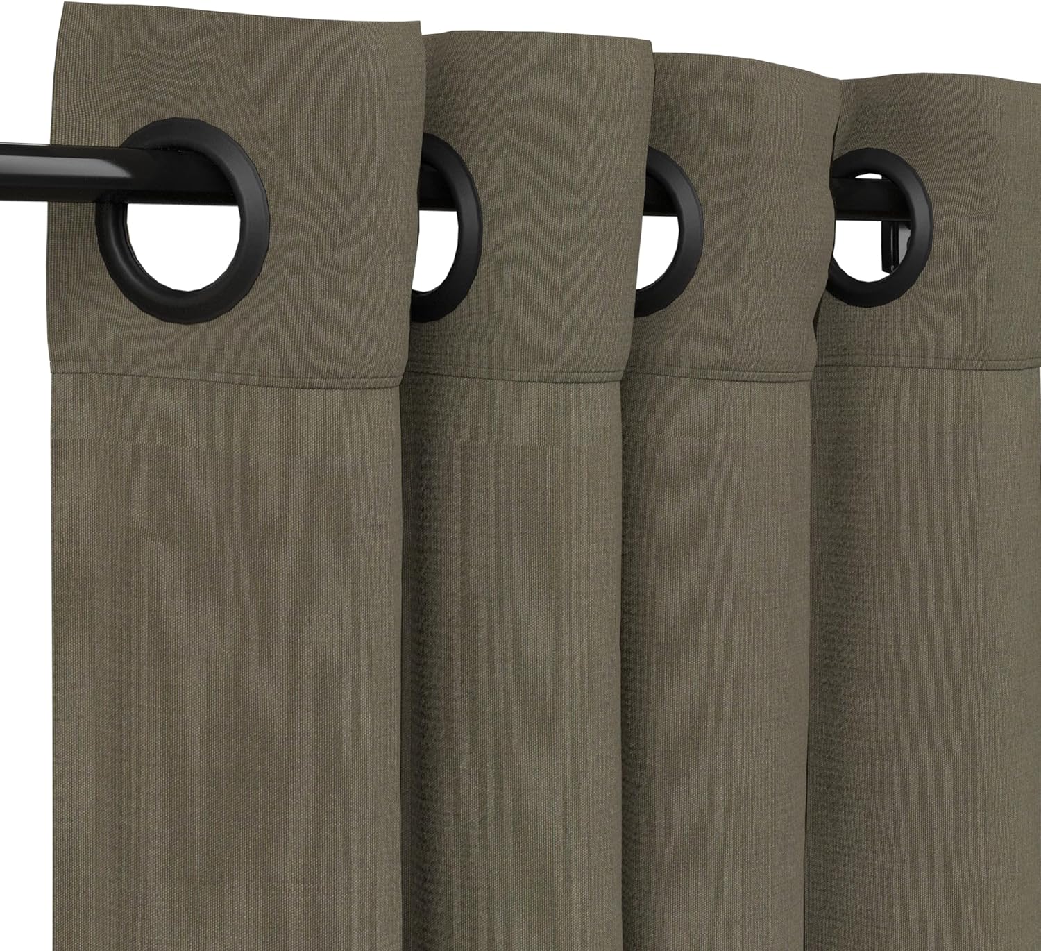 Sunbrella Canvas Natural Outdoor Curtain with Dark Gunmetal Grommets 50 in. Wide x 120 in. Long Weather-Resistant UV-Stable for Indoor and Outdoor Use