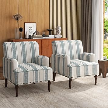 Striped Farmhouse Accent Chairs