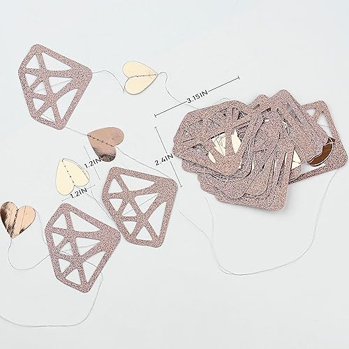 Miniatura 3 de Decoraciones de fiesta para el día de San Valentín, guirnalda de corazón de oro rosa, serpentina, pancarta de corazón de diamante para compromiso,