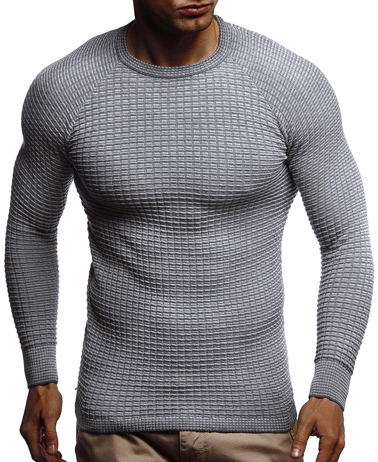 Leif Nelson Maglione da uomo con scollo rotondo, sottile da uomo, per inverno e estate, con scollo rotondo