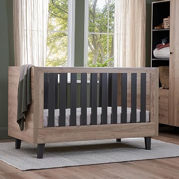 Tutti Bambini Como 3-in-1 Cot Bed - Oak & Grey 140x70cm | Modern convertible cot bed with three mattress heights, toddler bed and sofa conversion for long-lasting use.