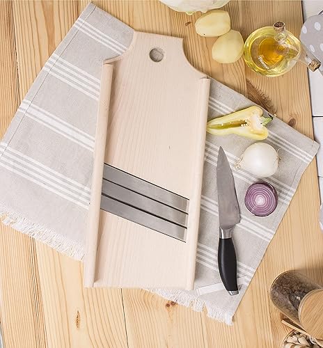 Miniatura 7 de Trituradora de repollo de madera para ensalada de col y chucrut - Cortadora de ensalada de 17.7 x 7 pulgadas - Rallador de repollo para ensalada de