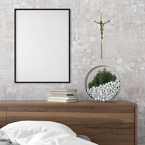 Miniatura 3 de Needzo Crucifijo dorado colgante de pared, decoración de estilo antiguo para hogares o iglesias, 10 pulgadas