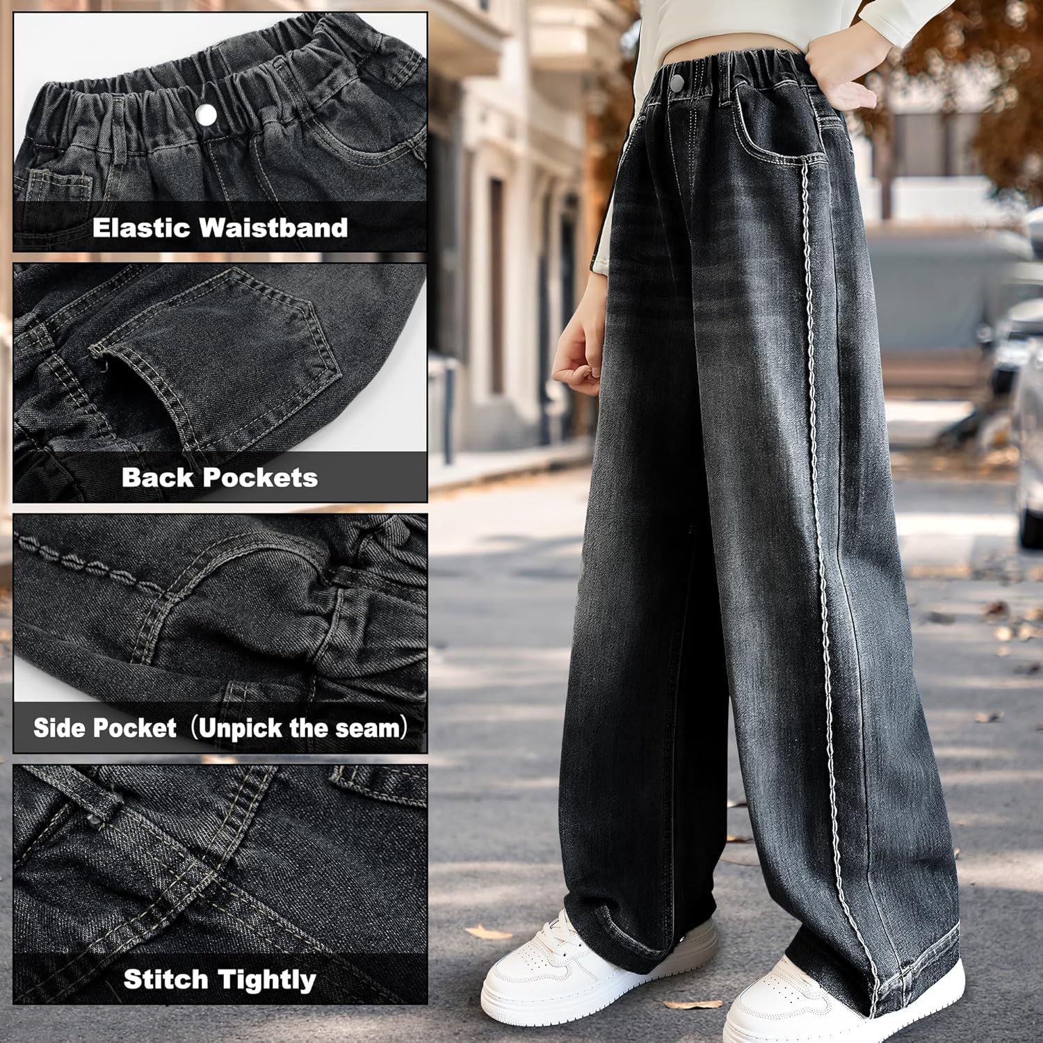 HYCYYFC Vrouwen Baggy Jeans Hoge Taille Wijde Pijpen Denim Jeans Y2K Losse Flare Denim Broek E-Girl Streetwear Broek (Color : Blue, Size : S
