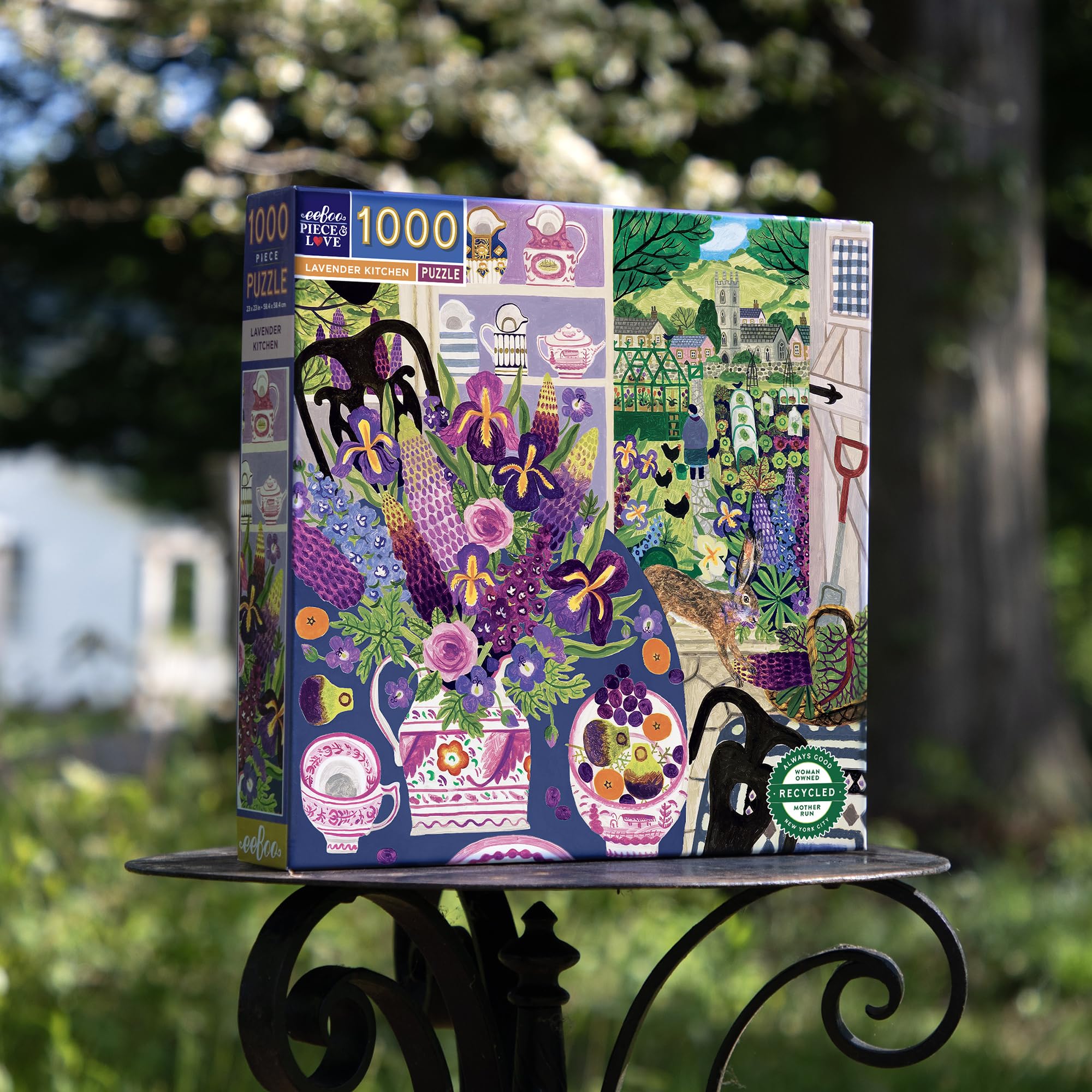 eeBoo Piece and Love Lavender Kitchen 1000 piece square adult Jigsaw Puzzle, 23 inches x 23 inches - Image 4