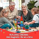 SUNNY AUNTIE Magnetic Tiles 56 PCS Building Set – Magnetic Building Tiles STEM Toy for Kids & Toddlers Ages 3-8, Magnet Construction Set for Boys & Girls