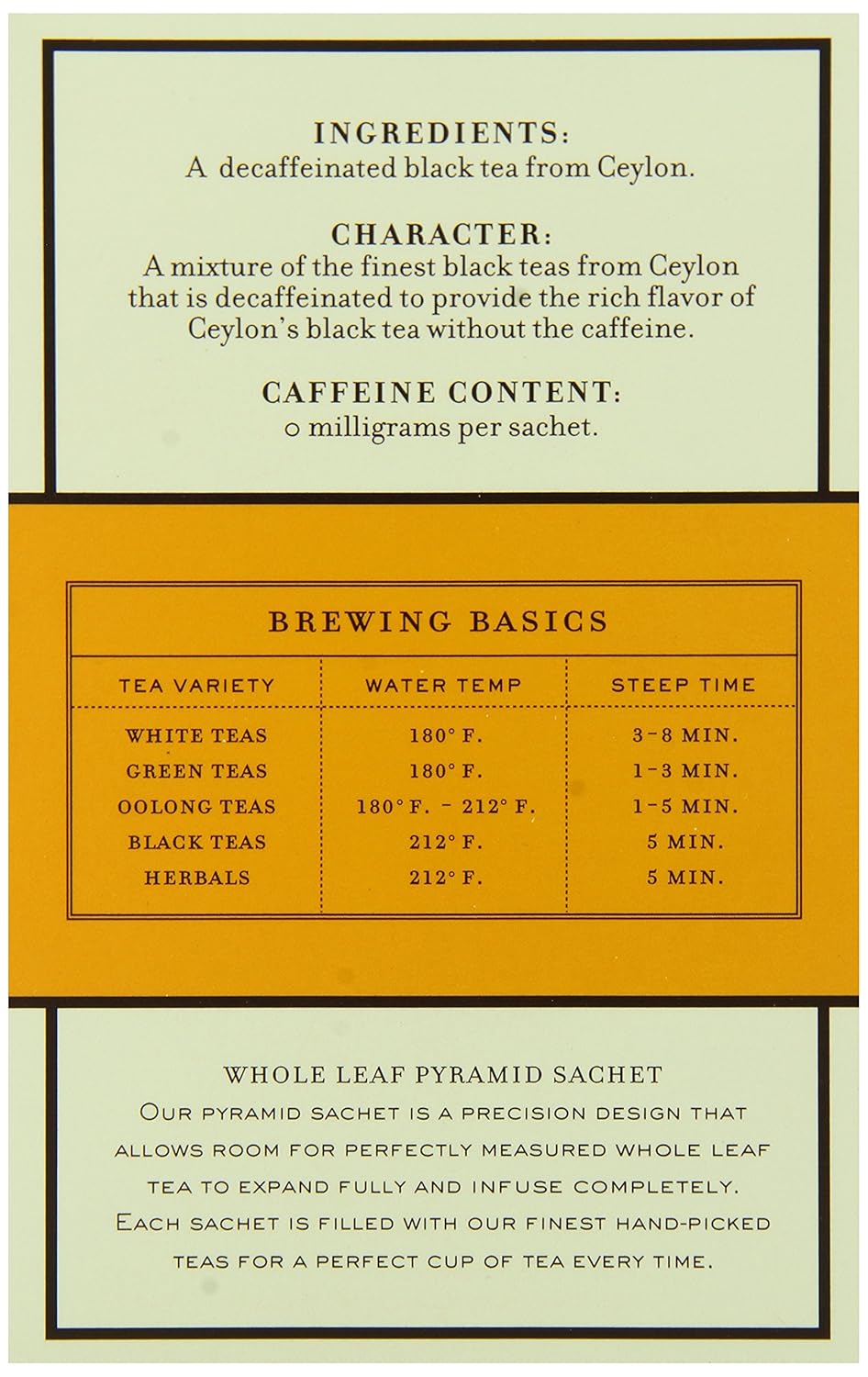 Harney and Sons Decaf Ceylon Tea, 20 Count, 1.6 Oz, (Pack of 6)