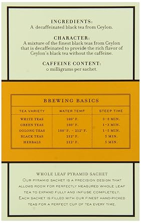 Harney and Sons Decaf Ceylon Tea, 20 Count, 1.6 Oz, (Pack of 6)