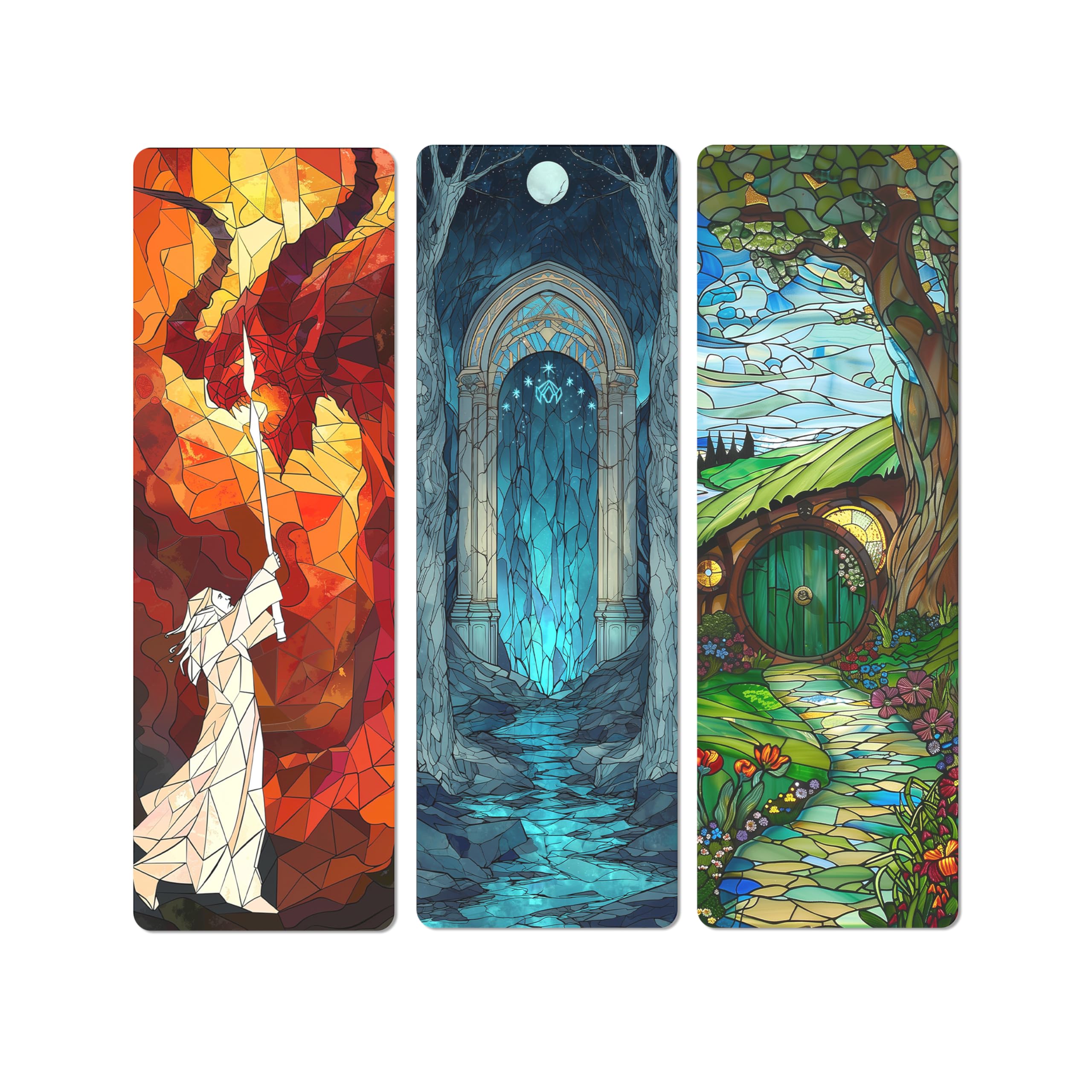 TwoDays Fantasy Stained Glass Transparent PVC Bookmarks 