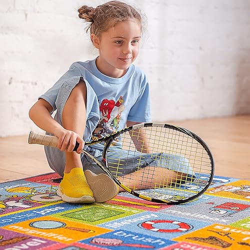 Miniatura 2 de Looney Tunes - Alfombra educativa para niños, alfabeto ABC, profesiones y trabajos a juego, tapete de aprendizaje interactivo para aula, sala de