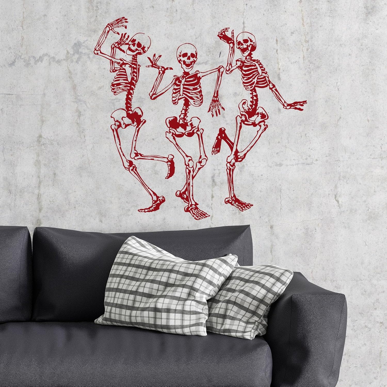 Vinyl Wall Decal Funny Dancing Skeletons Party Horror Halloween Stickers Large Decor (982ig) Black