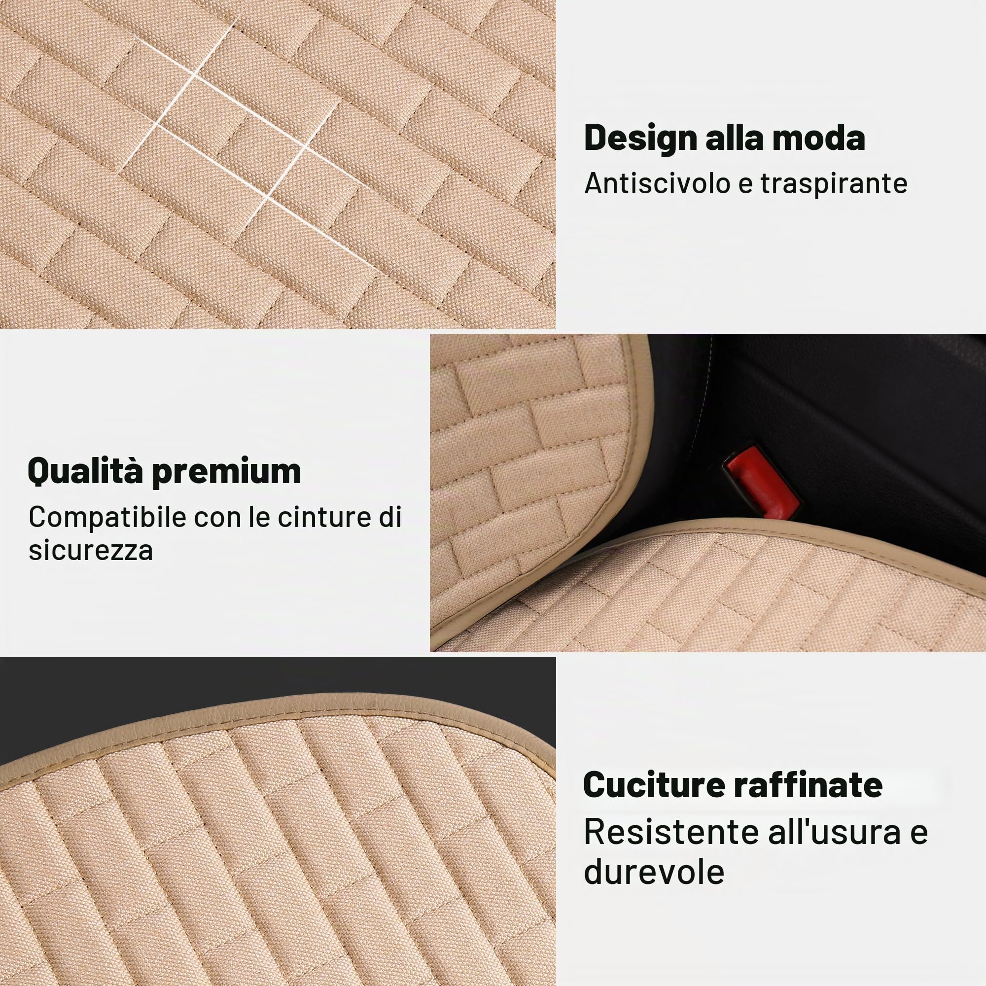 VarCozy Coprisedili per auto, in lino, traspiranti, anteriori, per auto, con protezione antiscivolo, per tutte le stagioni, coprisedili anteriori universali per auto, SUV, camion