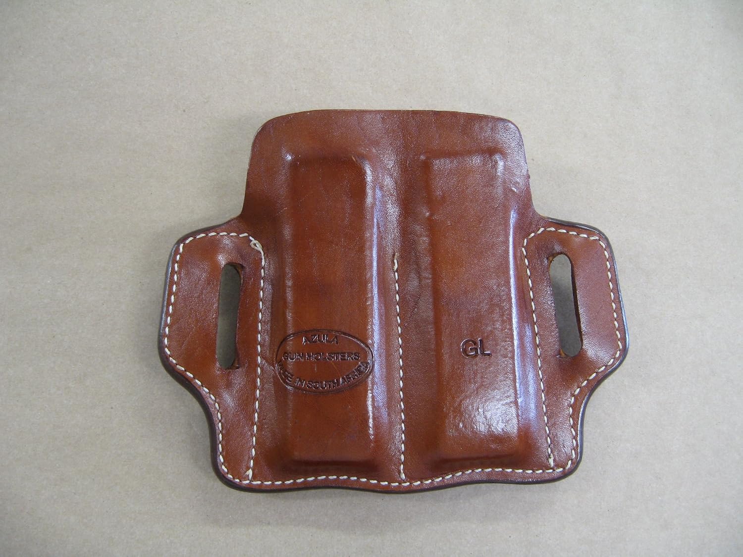 Azula Gun Holsters Springfield XD XDM 9mm / .40 Leather 2 Slot Molded Pancake Belt Mag Pouch TAN