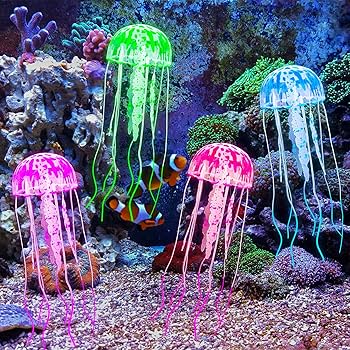 Amazon | Giantree 水槽装飾 4個 カラフルなクラゲオーナメント 発光