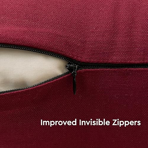 Vista 44 de Encasa Homes - Juego de 2 fundas de almohada, 18 x 18 pulgadas, lona de algodón teñidas, cuadradas, decorativas, para sofá, silla, cama y hogar, Azul