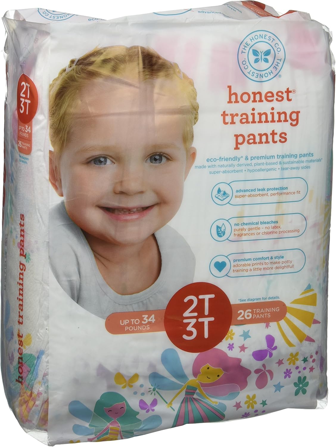 The Honest Company Disposable Training Pants, Fairies, 2T
