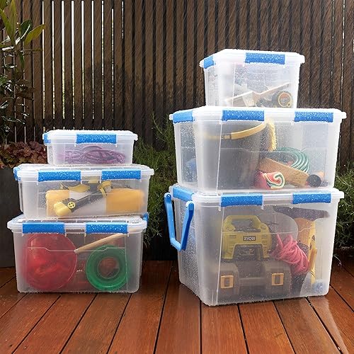 Miniatura 6 de Paquete de 6 unidades de plástico de gran capacidad de 4.7 galones con caja de almacenamiento de tapa, equipado con 4 cierres a presión.