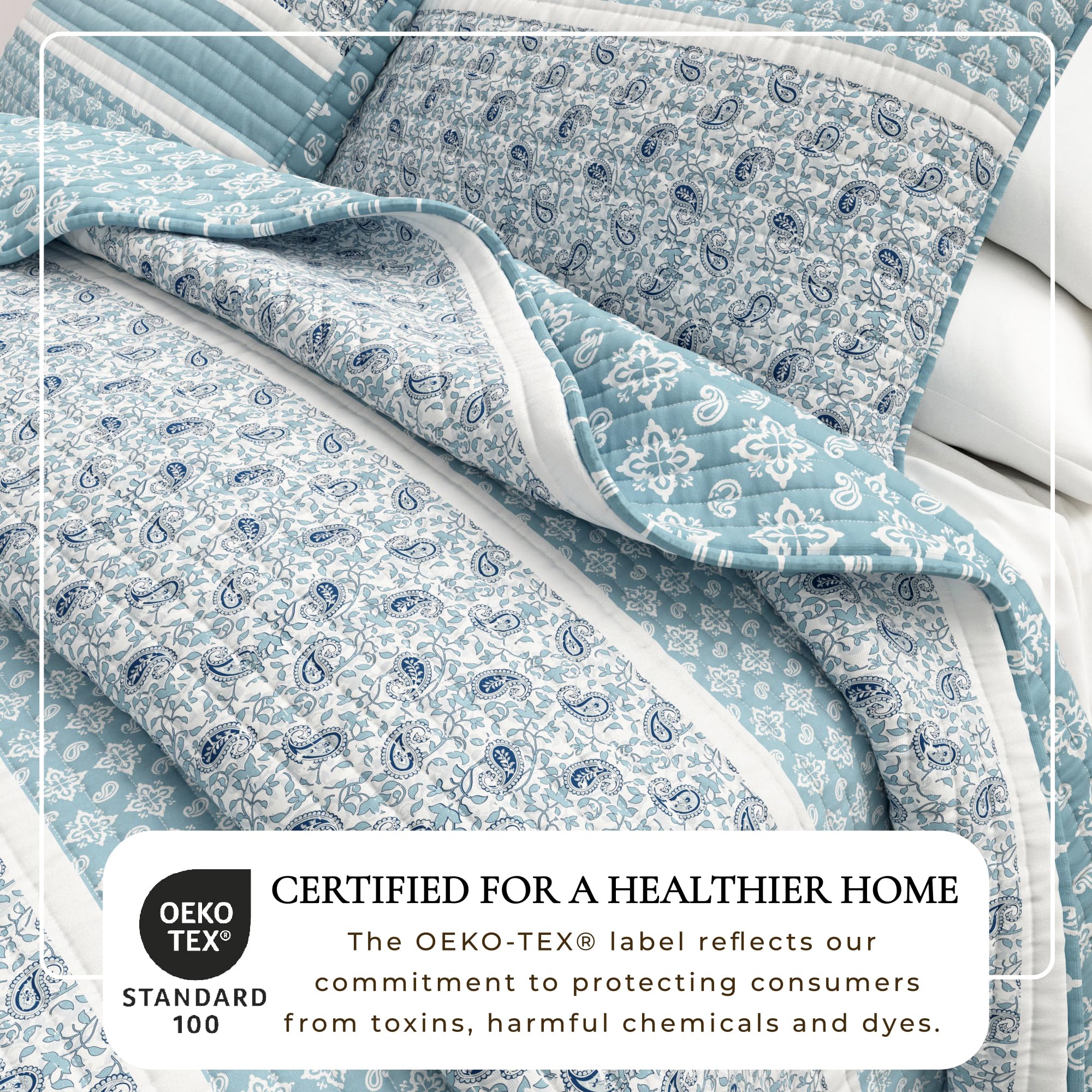 Great Bay Home Juego de Ropa de Cama, edredón Reversible Azul de 3 Piezas con 2 Fundas, Ligero, para Todas Las Estaciones, Acogedor, Moderno, Juegos de Colcha de Cachemira, colección Kadi, Azul,