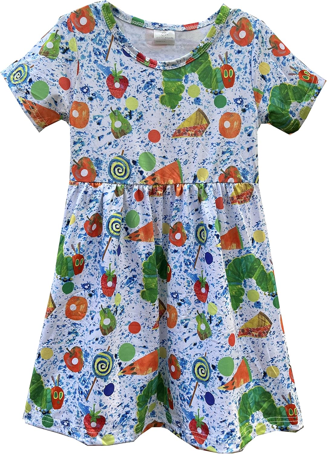 Toddler Little Girls Spring Summer The Very Hungry Caterpillar Baby Girl Short Sleeve Dress for 1-8 Years - Image 3