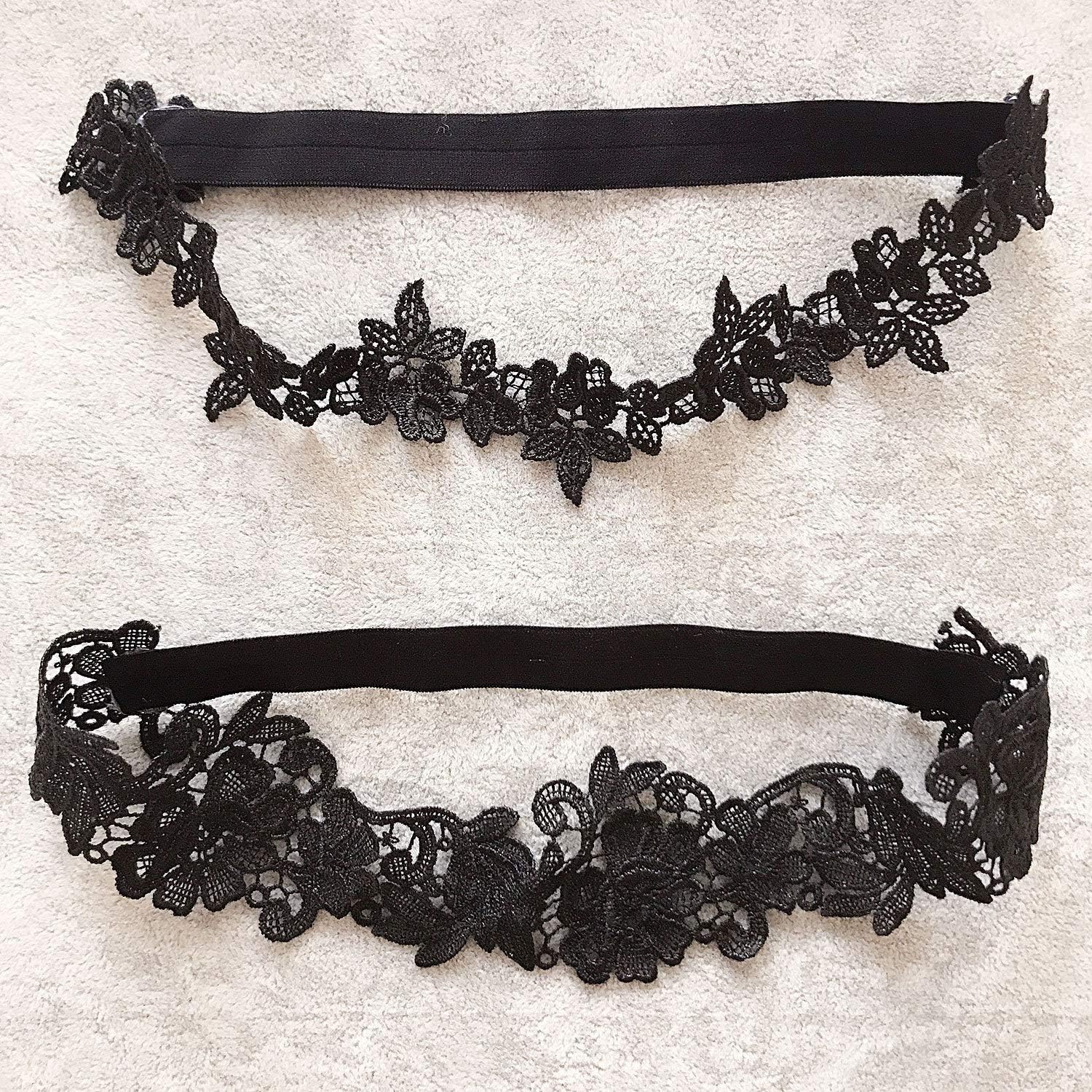 JWICOS Wedding Garter Set Lace Garter Belt Stretch Lace Bridal Garter Floral Leg Wedding Garter for Women and Bride