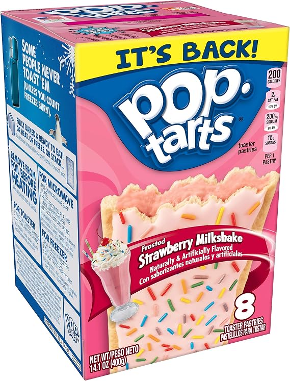 Pop-Tarts Frosted Strawberry Milkshake Toaster Pastries, 8 ct