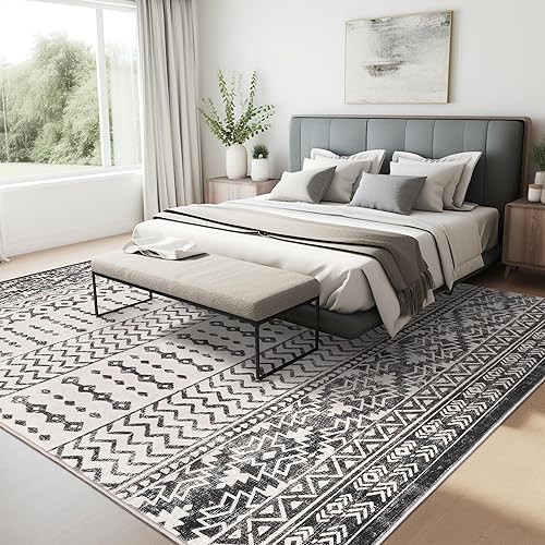 Miniatura 4 de ArtTuft Alfombra de área de 6 x 9 súper suave ultra fina marroquí lavable antideslizante para sala de estar plegable geométrica lavable a máquina 6