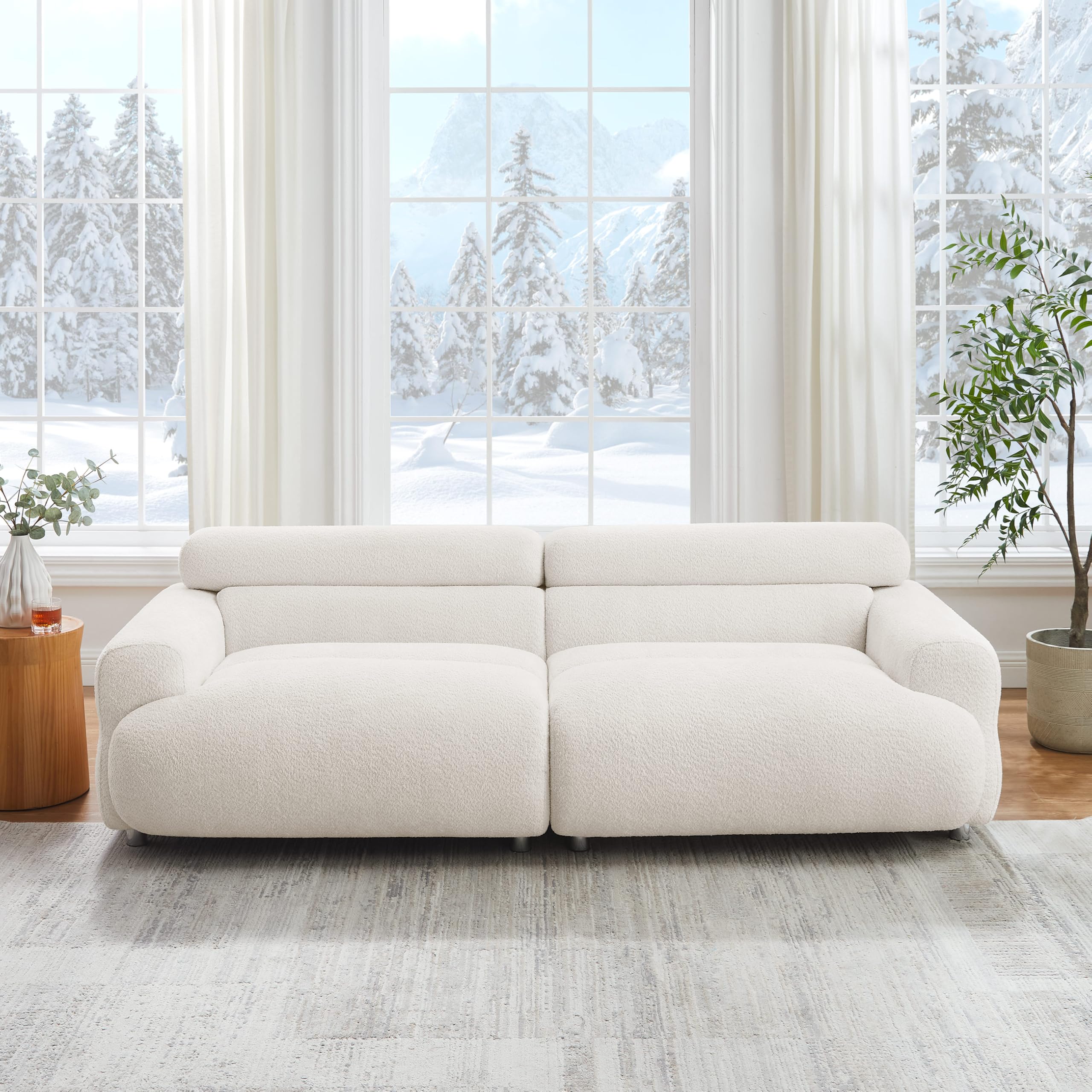 VANOMi 89 Boucle Cloud Loveseat Sofa Couch Comfy Upholstered Deep Seat Boucle Sofa Mid Century Modern Couch for