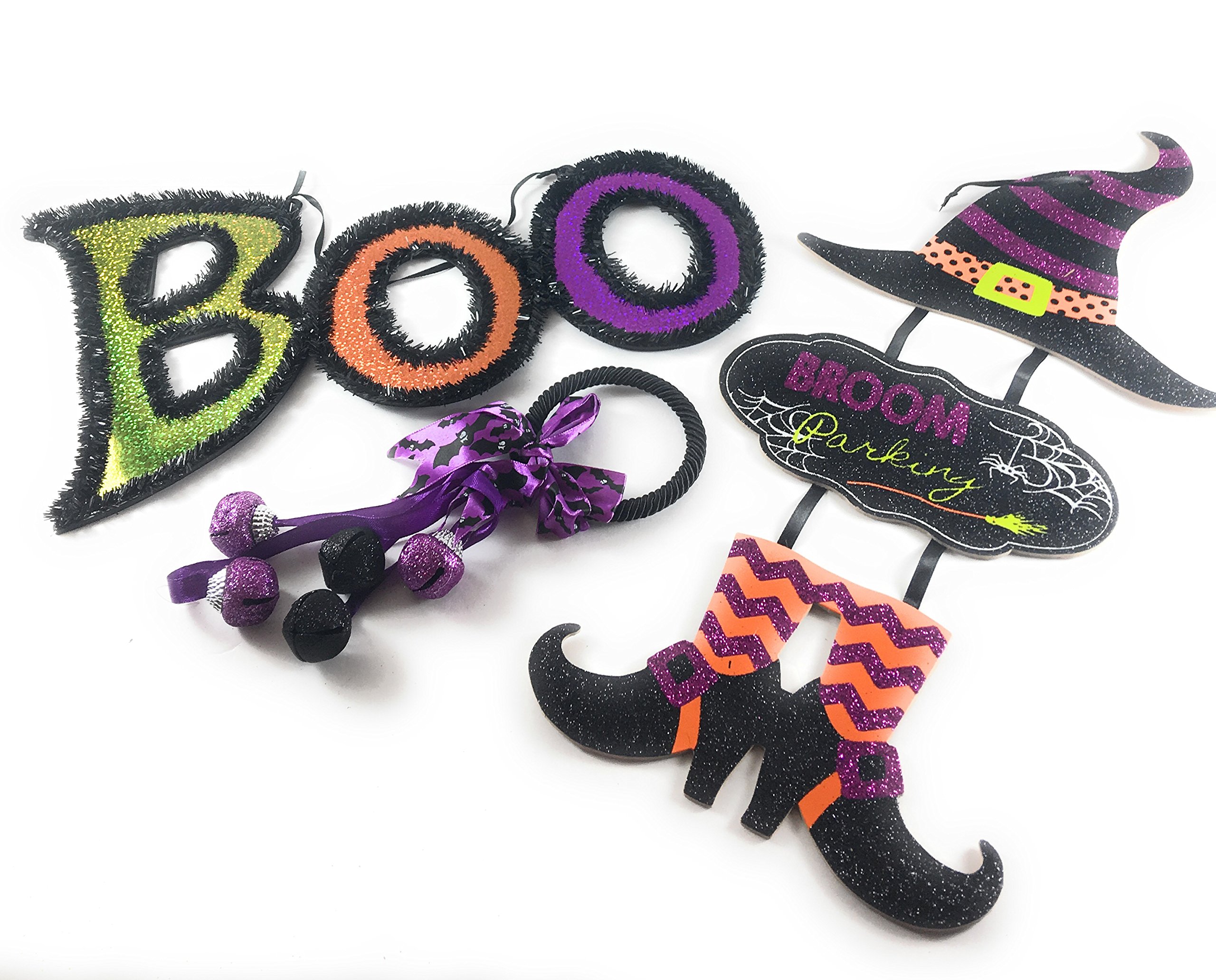 Halloween Witch, Boo Sign and Door Hanger Home Decorations-Bundle of 3 Total Pieces