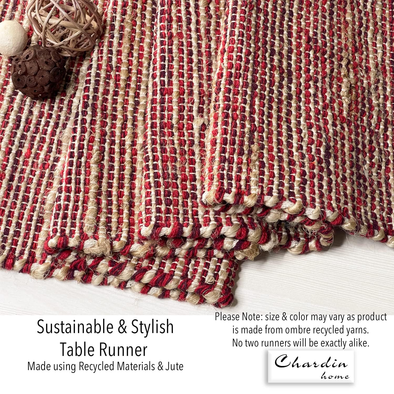 Chardin Home Tulum Table Runner - White & Natural, 13x72 Inch, Banana Bark & Recycled Cotton - View #8