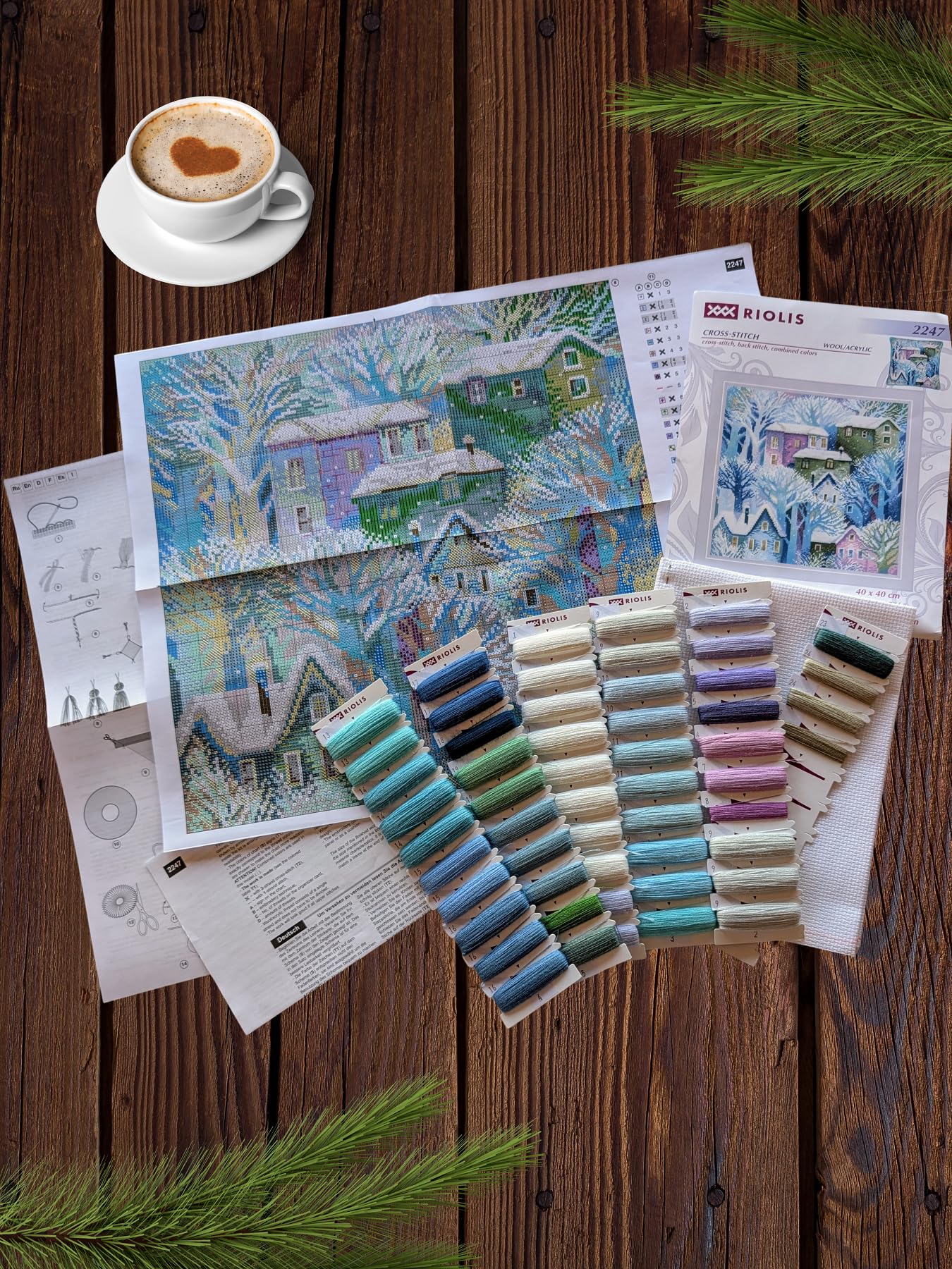 RIOLIS - Pannello Cuscino Città 2247, Punto croce 40x40, Punto croce kit da ricamare, Disegni da ricamare, Embroidery kit, Kit ricamo punto croce