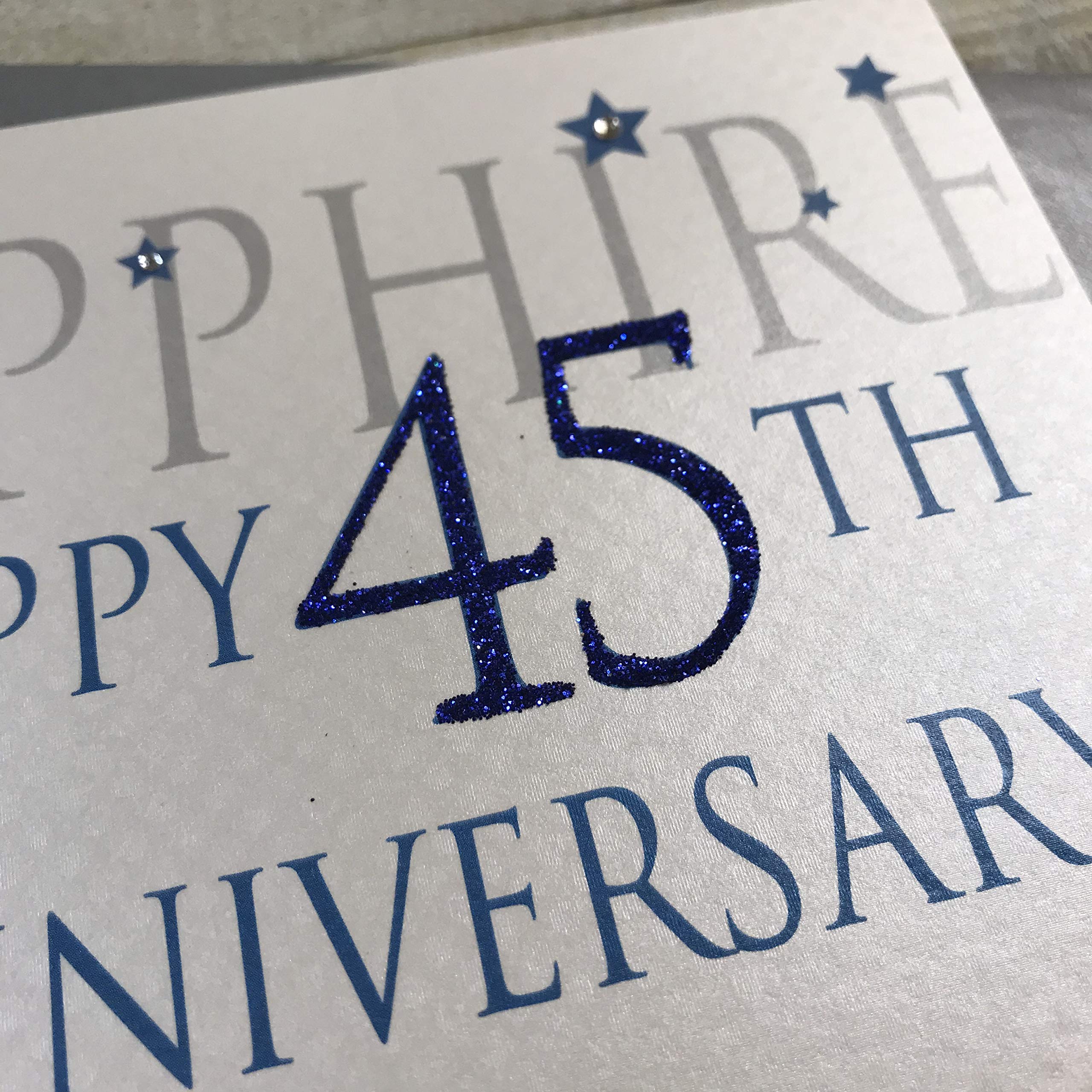 WHITE COTTON CARDS Handgefertigte Karte Zum 45. Jahrestag – 16x16 Cm, Mit Strass, Umschlag Inklusive