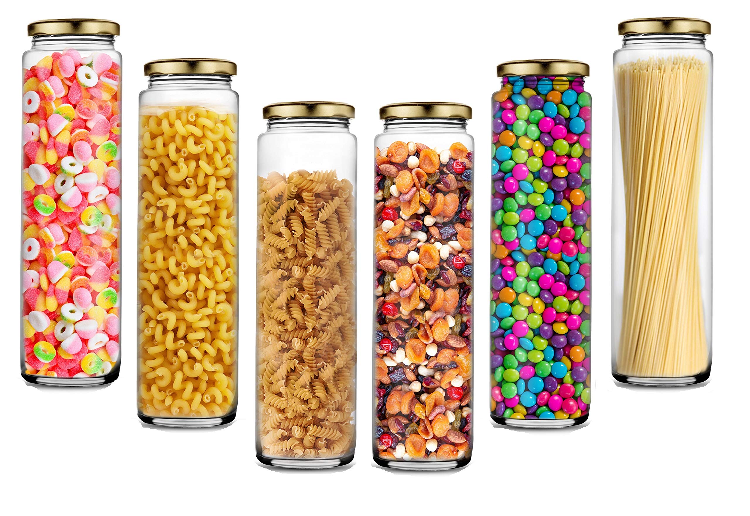 Glass Jars For Kitchen Kitchen Dried Masla Storage Jar,Honey Jar,Jar And Container,Spice Masala Jar Pack Of 6 (Big Bamboo - 500 Ml), Clear