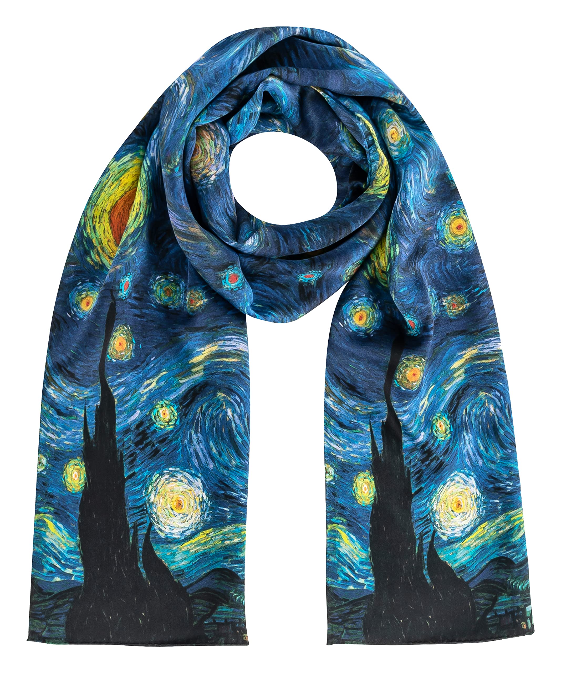 VON LILIENFELD® Foulard Soie Vincent van Gogh Nuit étoilée Écharpe Cache-Nez Art
