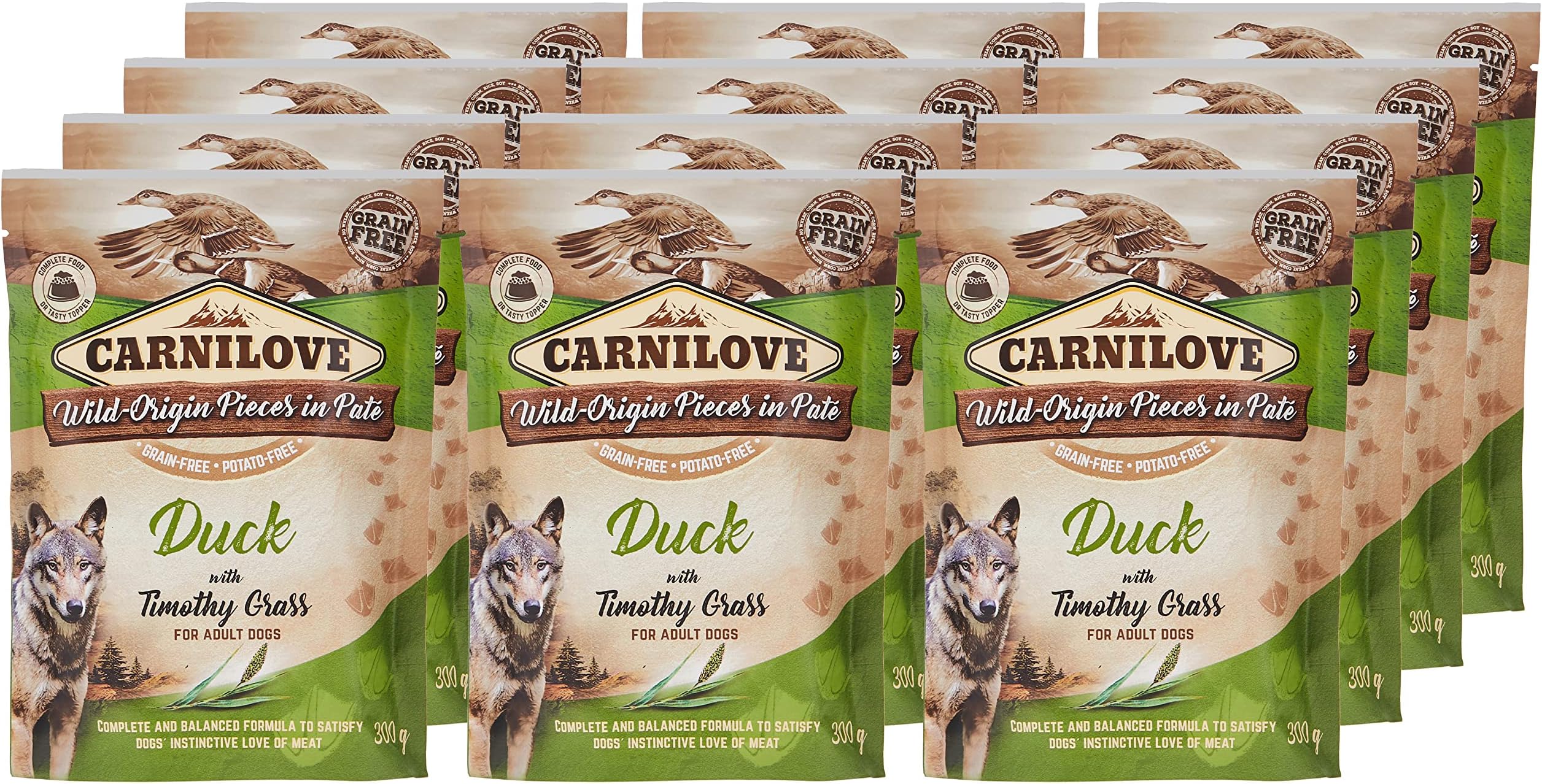 Carnilove Duck with Timothy Grass for Adult Dogs (Wet Food Pouches) 12x300g