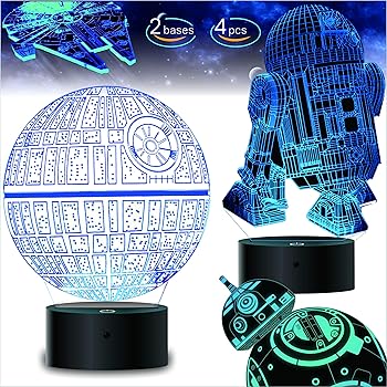 2 Bases 4 Patterns Star Wars Gifts 3D Illusion Lamp - Star Wars Toys LED Night Light for Kids Room Decor, 7 Color Change with Remote Timer, 2020 Cool Gifts for Men Star Wars Fans Boys Girls Birthday