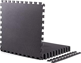 AmStaff Interlocking Foam Floor Tiles - Heavy Duty Water Proof EVA Foam Mats, Puzzle Flooring Mats for Home Gym Flooring, Kids Play Area, Balcony, Workout Equipment, Floor Protection, Noise Reduction (24 x 24 inch)