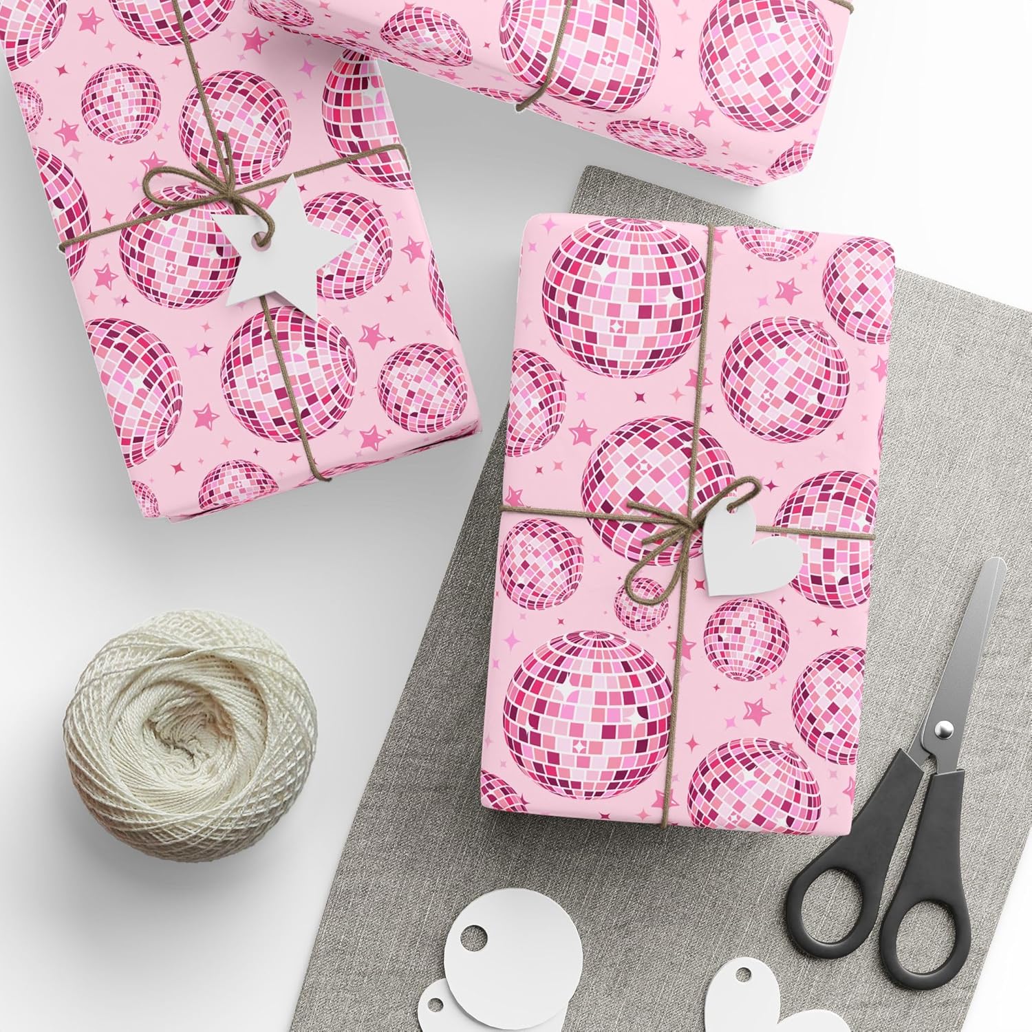 Pink Disco Wrapping Paper Roll, 30" x 180" size, Disco Wrapping Paper Roll, Pink Disco Birthday Wrapping Paper Roll