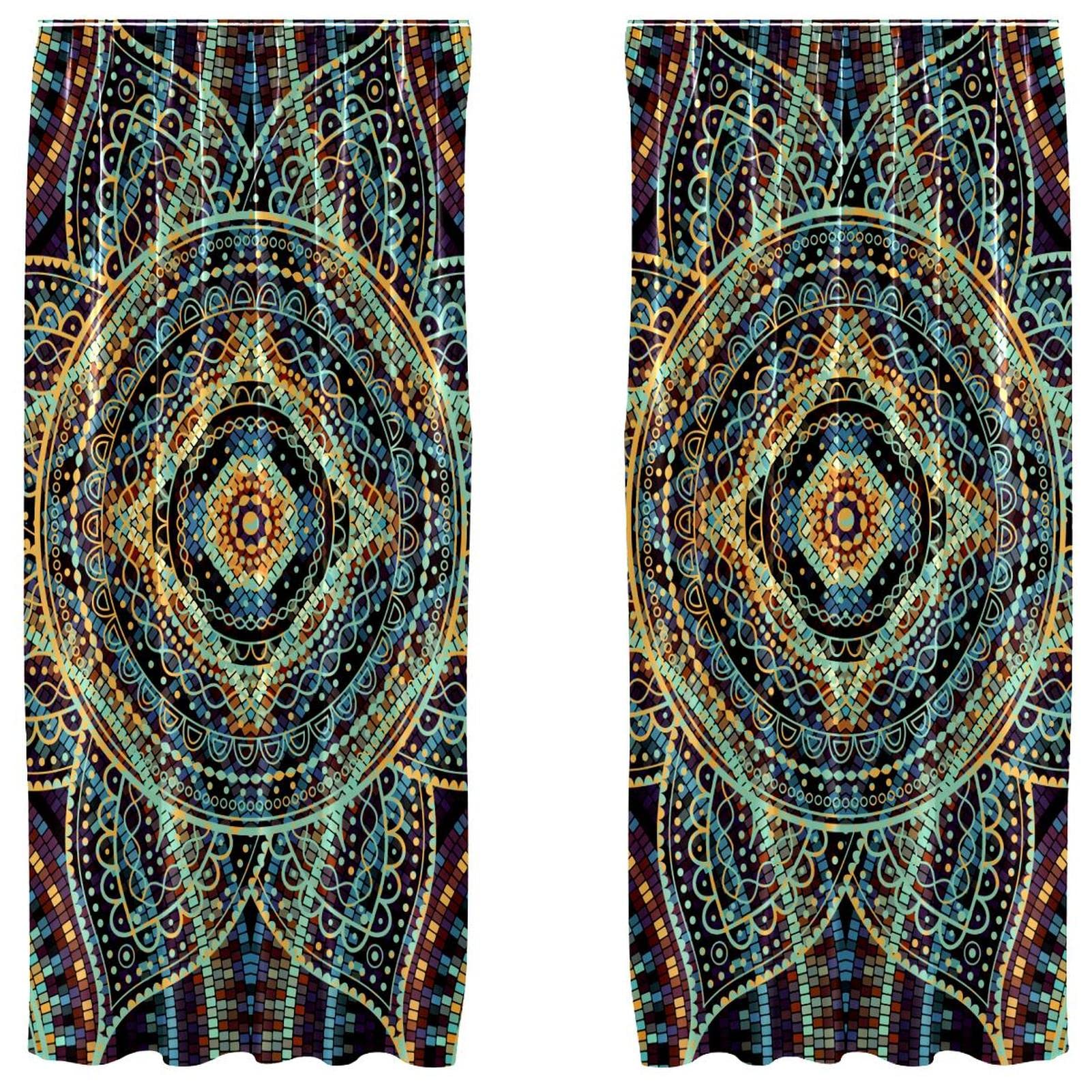 Rideaux de fenêtre vintage mandalas floral décoration bohème 140x213cm