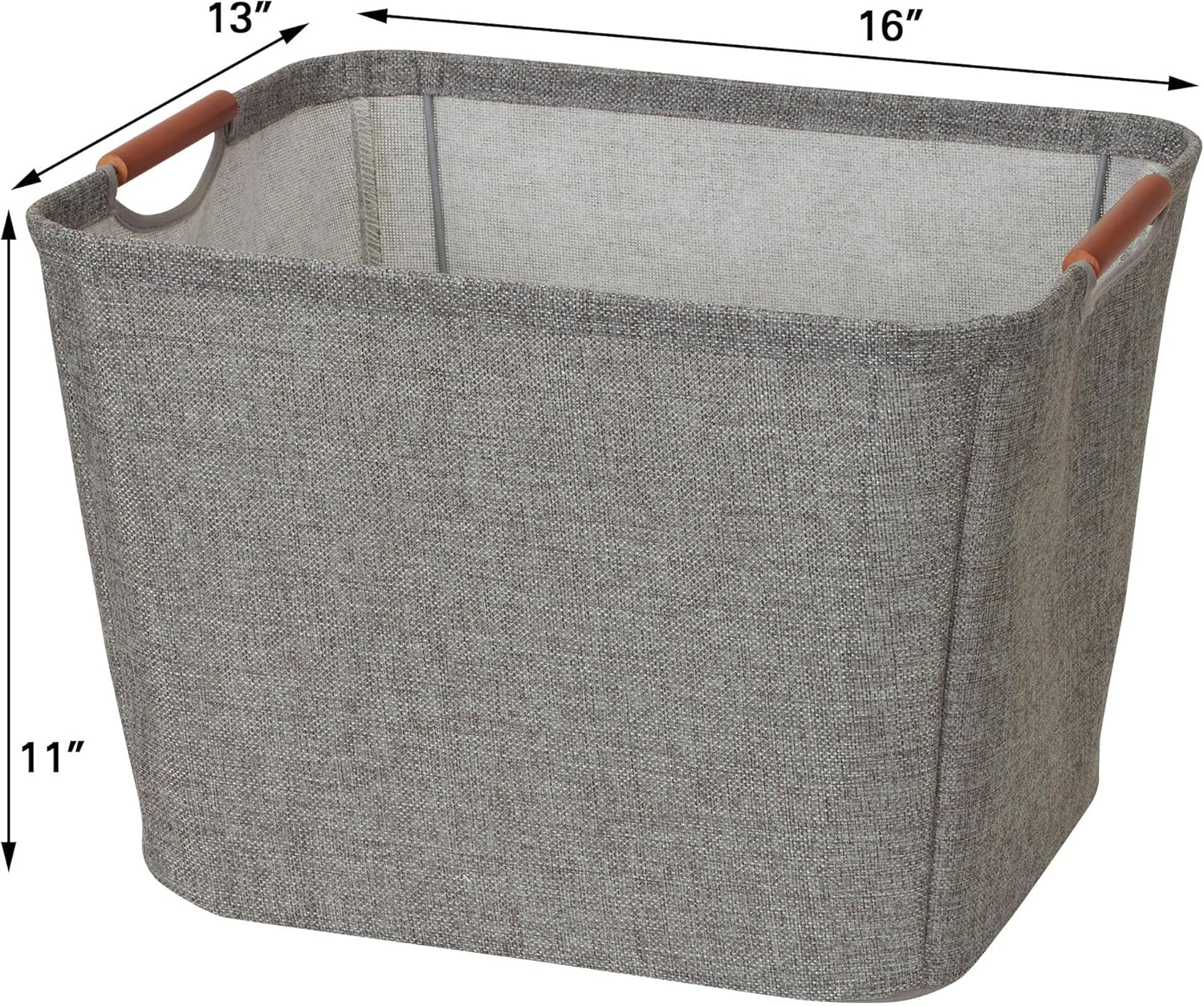 Household Essentials Medium Tapered Soft-Side Storage Bin with Wood Handles