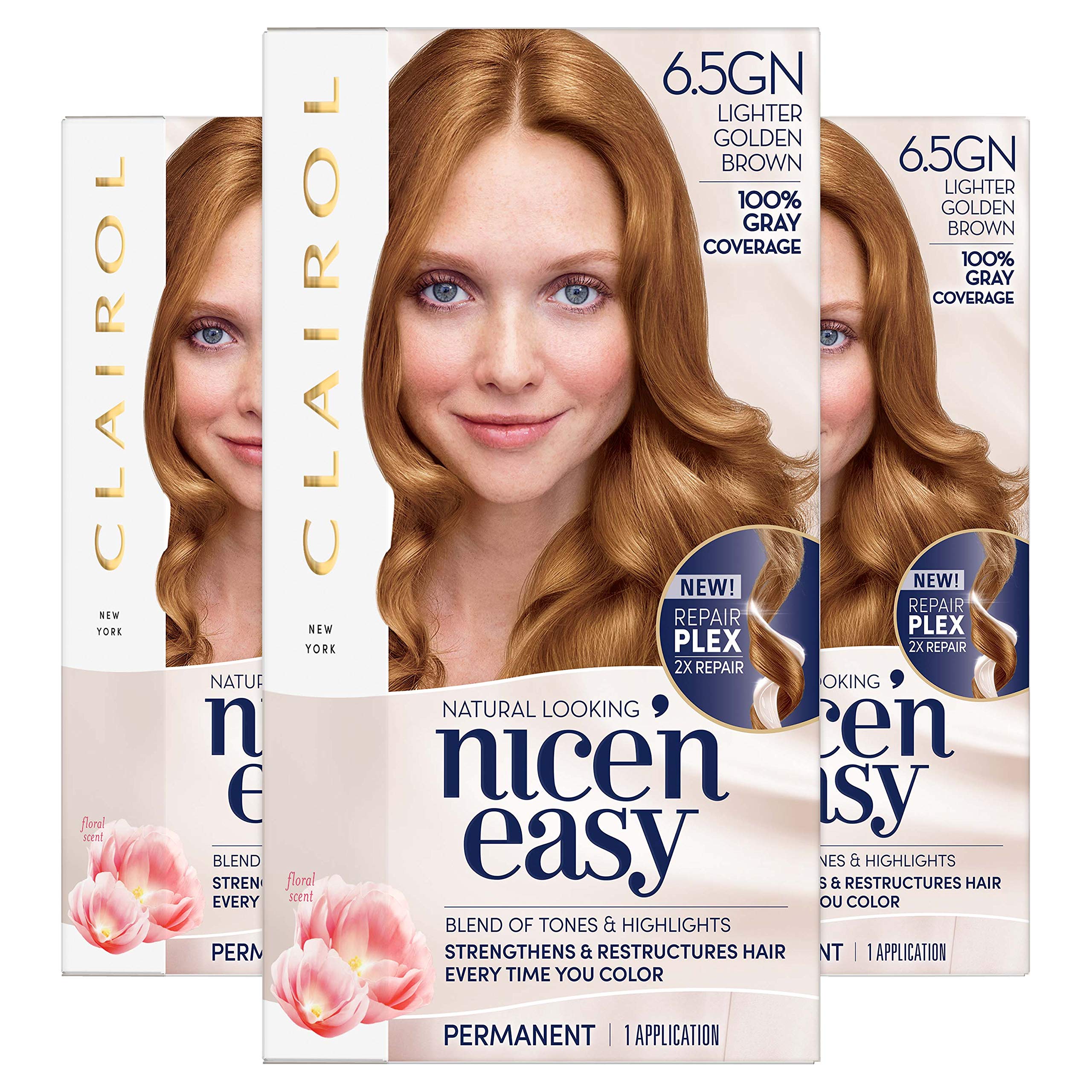 Buy Clairol Nice'n Easy Permanent Hair Dye, 6.5GN Lighter Golden Brown Hair Color, 3 Count