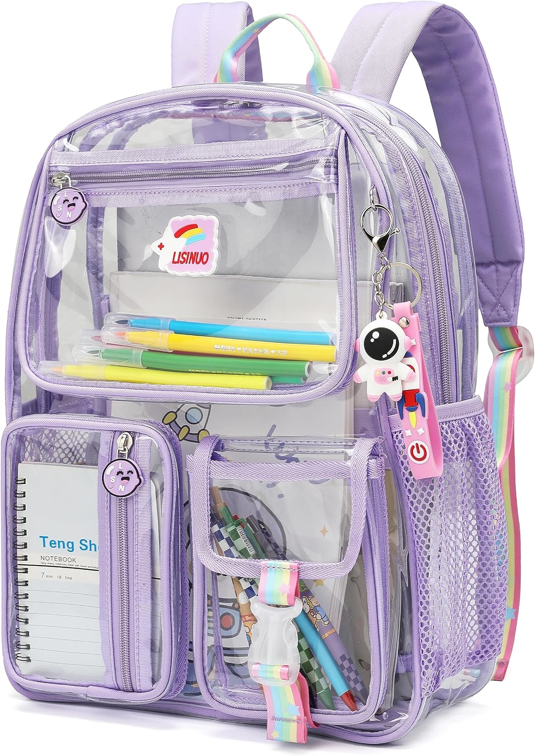 AUOBAG Purple Clear Backpack for Students and Casual Use