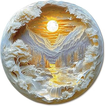 KAAYEE Wooden Puzzles for Adults, Sunrise in The East Wooden Jigsaw Puzzle Unique Shape Wood Puzzle Adult, Birthday Gifts for Puzzle Lovers Family Games M-11.2 * 11.2 in-177pcs-Over 16 Years Old