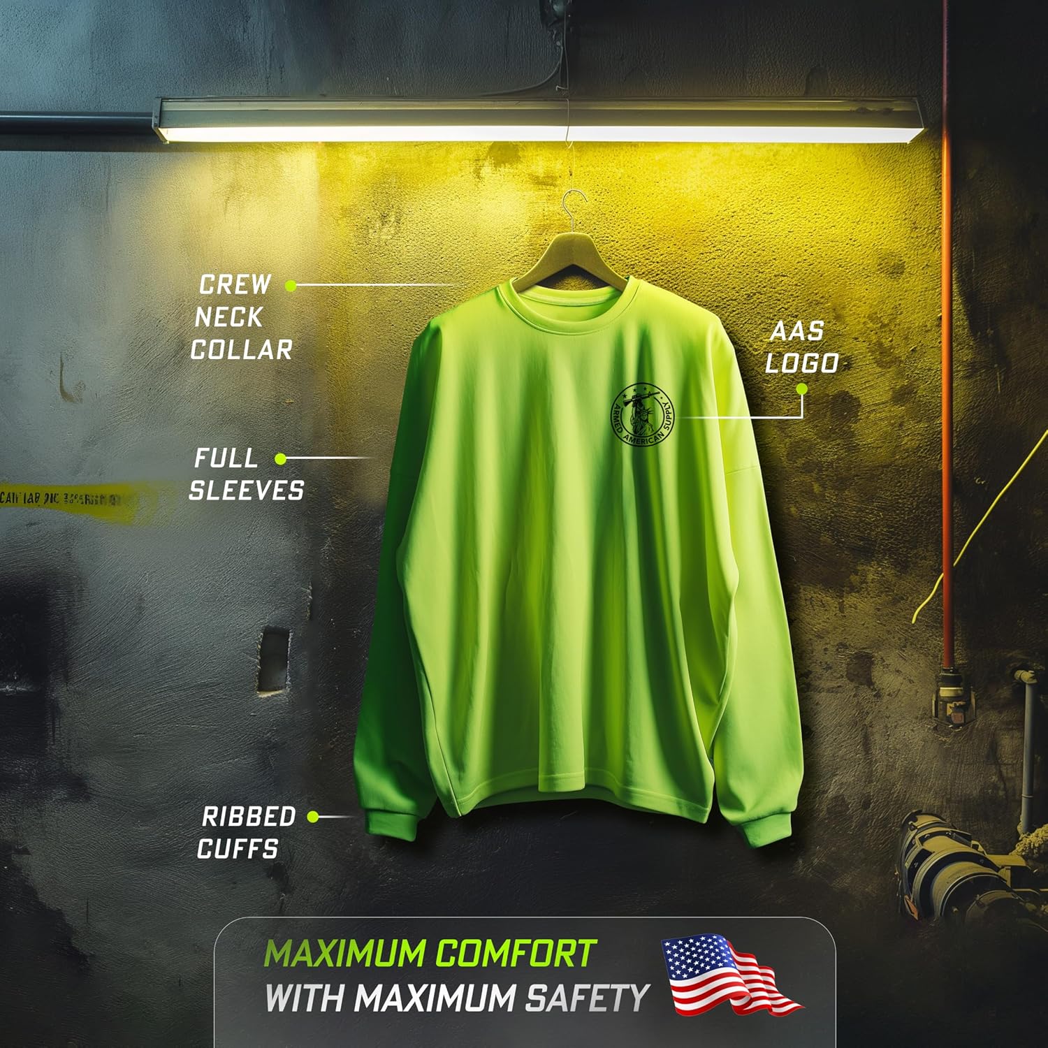 Hi Vis, Hi Viz Skilled Labor Cotton/Poly Blend Long-Sleeve Safety T-Shirt, Funny Work Shirts for Men, Safety Yellow